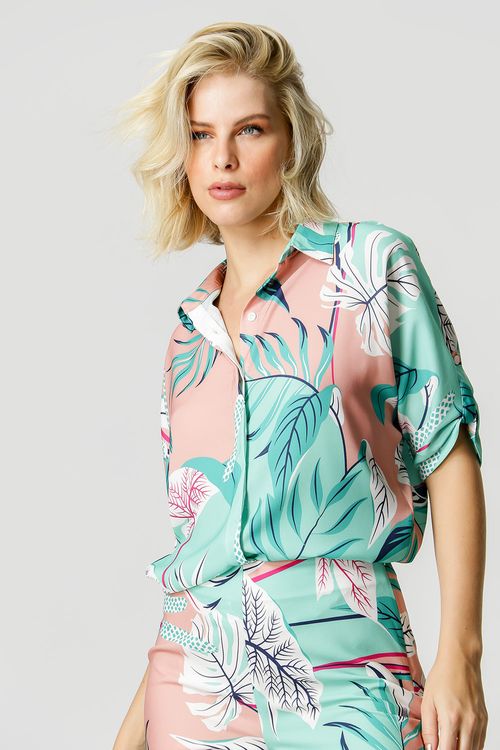 Camisa Ampla Estampada - Mineral 4077
