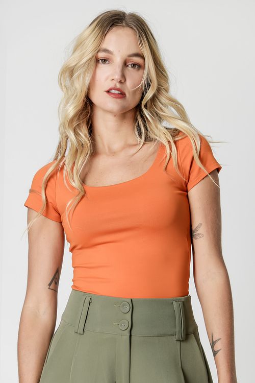 Blusa Decote Quadrado - Laranja Esc