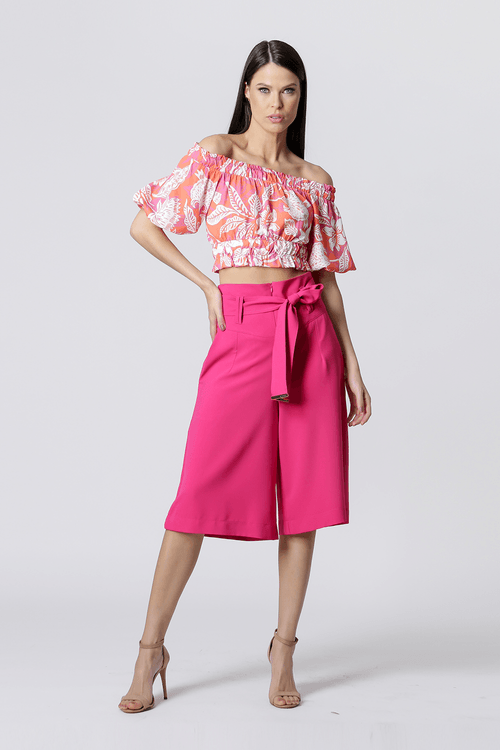 Blusa Ombro a Ombro Estampado - Laranja 1201