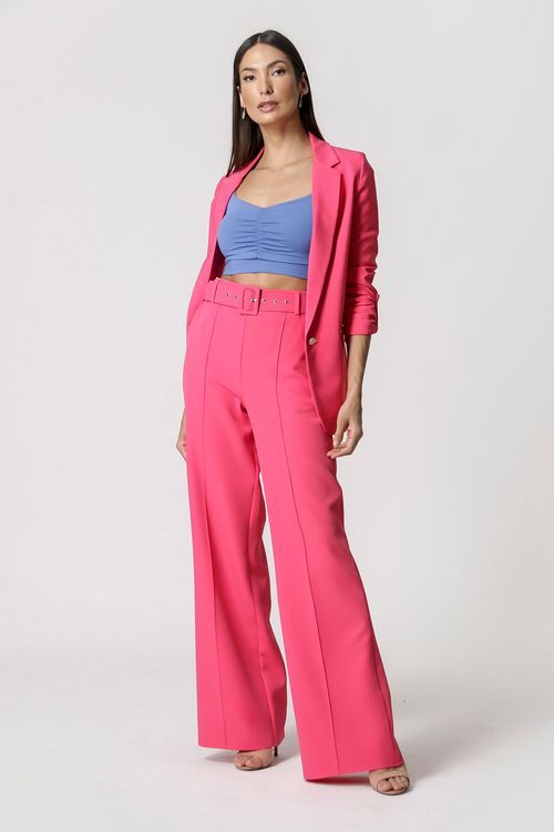 Calça Pantalona Cinto Forrado - Pink 2