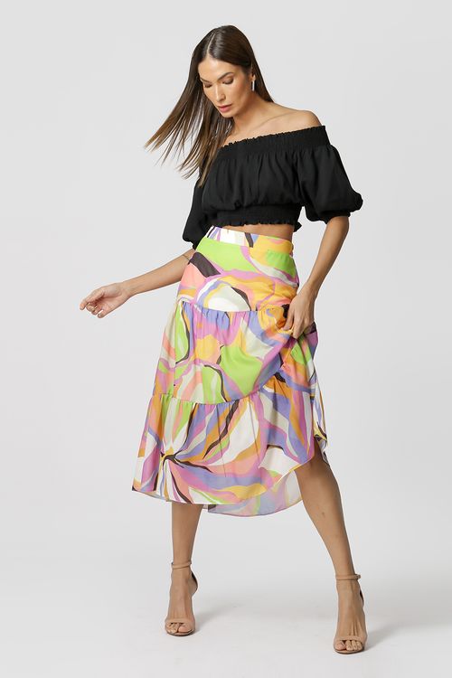 Blusa Ombro a Ombro com Lastex - Preto