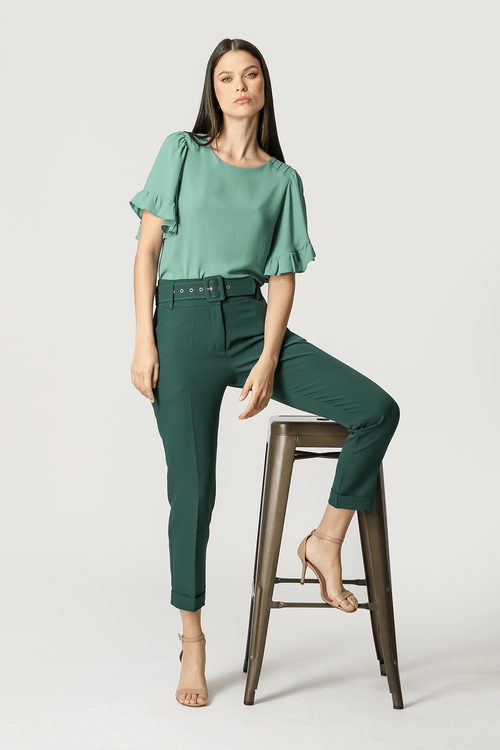 Calça Alfaiataria com Cinto - Garrafa Esc.