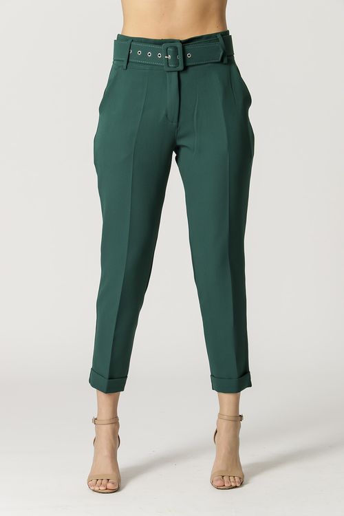 Calça Alfaiataria com Cinto - Garrafa Esc.