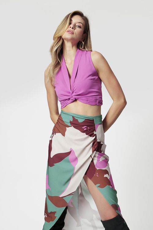 Blusa com Lapela - Lilas