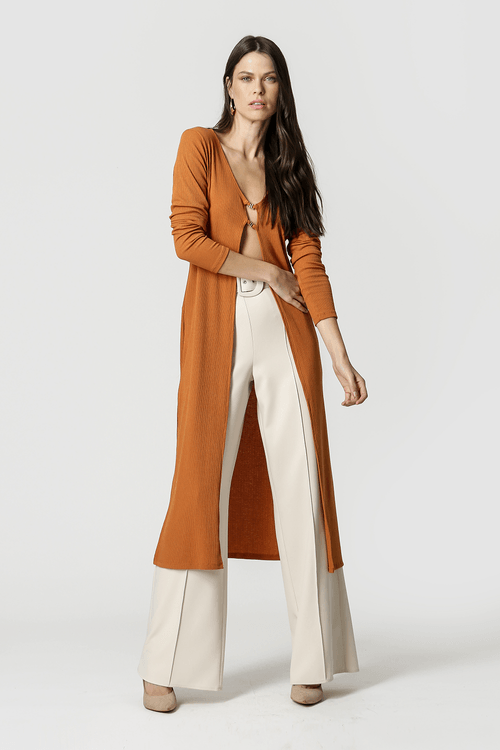 Cardigan Abertura com Metal - Laranja Esc