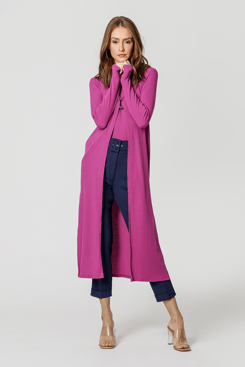 Cardigan Abertura com Metal - Fucsia