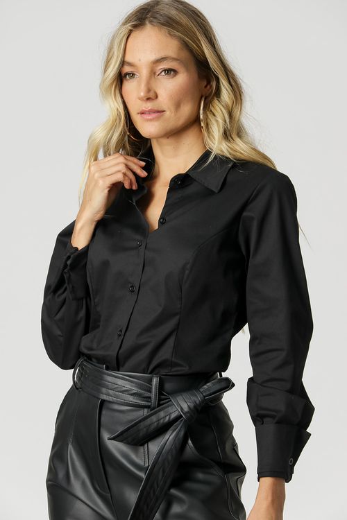 Camisa Básica Manga Longa - Preto