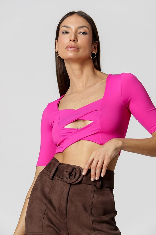 Blusa Cropped Tiras - Pink 1