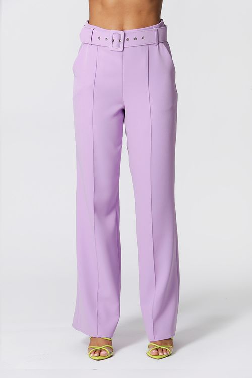Calça Pantalona Cintura Alta - Lilas Claro