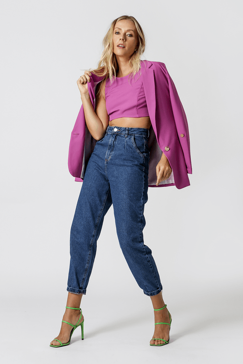 Top Cropped Alfaiataria - Fucsia 1