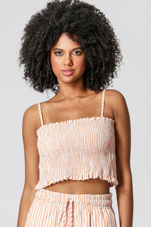 Cropped Lastex Com Alça Estampado - Telha Cl 90131