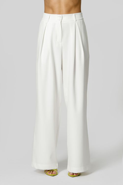 Calça Pantalona Com Prega - Off White