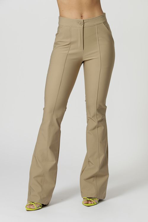 Calça Flare Com Recortes - Kaki Esc