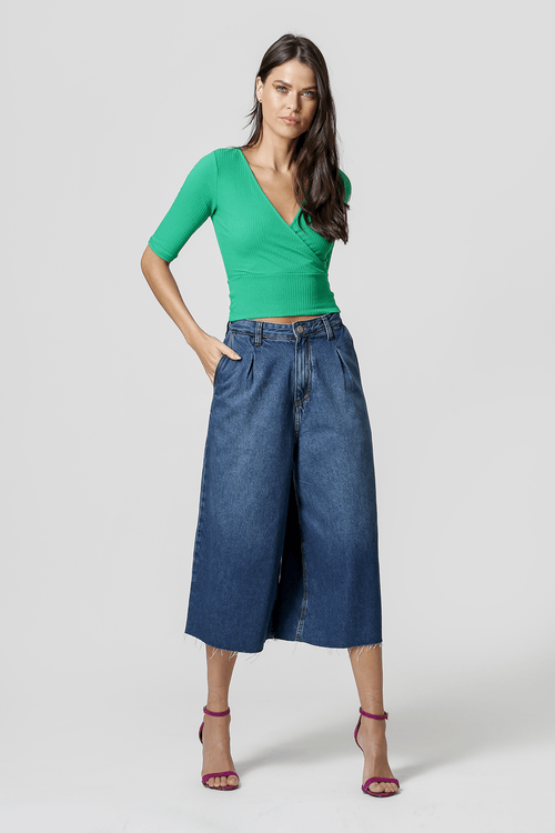 Calça Jeans Pantacourt - Jeans Escuro