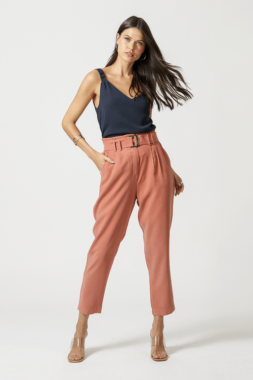 Calça Clochard Com Faixa - Salmao Esc