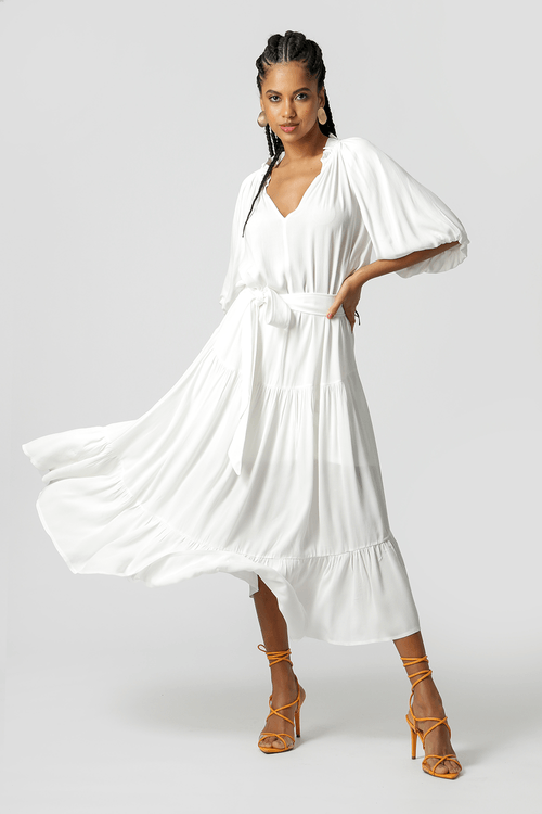 Vestido Marias Com Manga Bufante - Off White