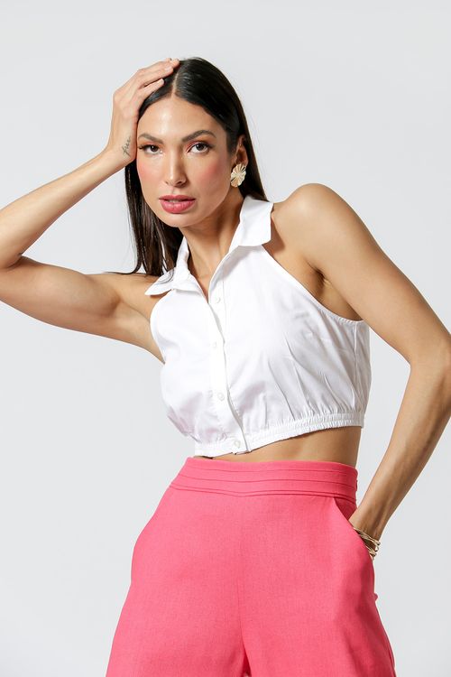 Camisa Regata Cropped - Branco