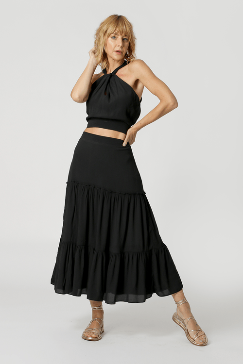 Blusa Cropped Decote Transpassado - Preto