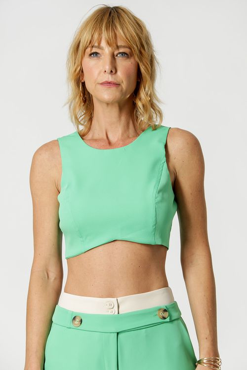 Top Cropped Alfaiataria - Verde