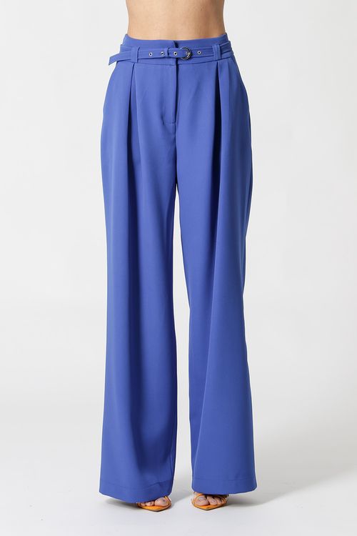 Calça Pantalona Cinto Fino - Azul Klein
