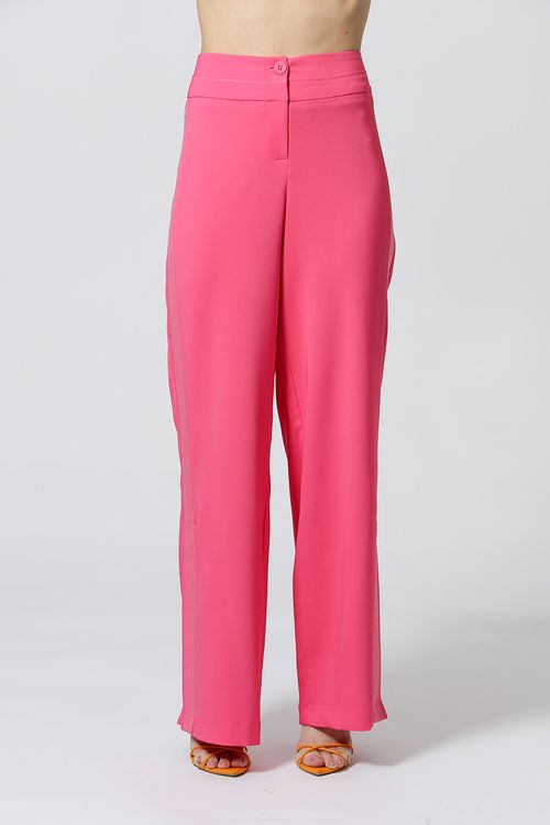 Calça Pantalona Fenda Lateral - Pink