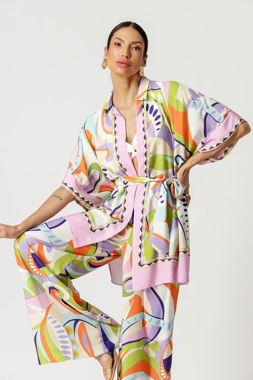 Kimono Com Faixa - Laranja 6053