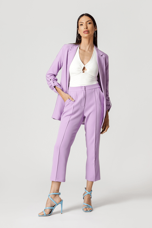 Calça Pantacourt Alfaiataria - Lilas Claro