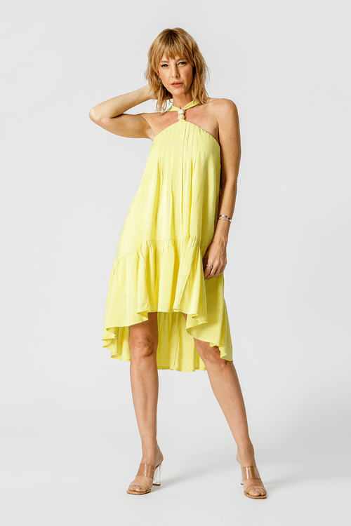 Vestido Amplo Com Pregas - Pistache