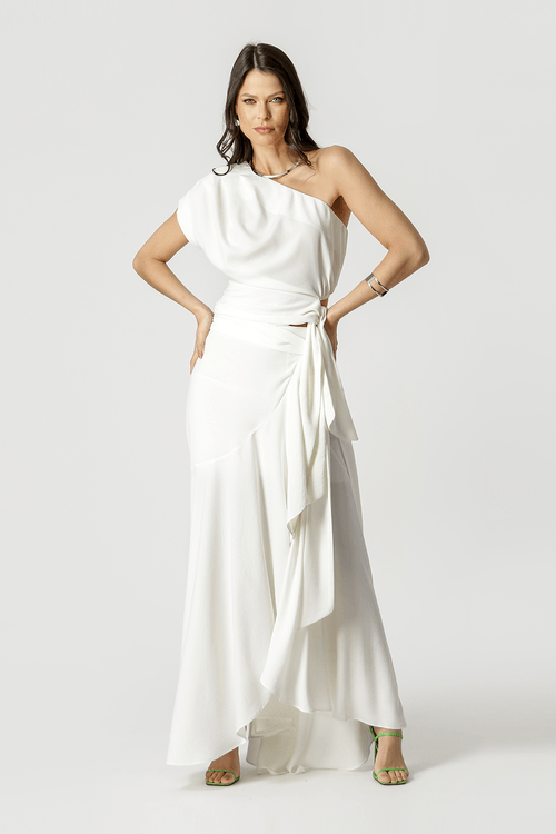 Saia Longa Com Babados - Off White