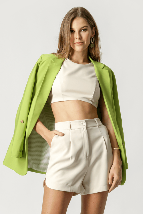 Top Cropped Alfaiataria - Gelo