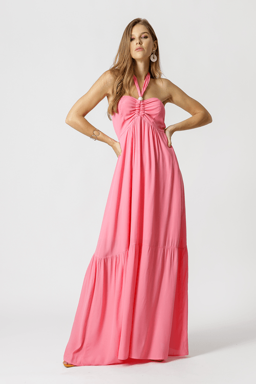 Vestido Longo Frente Única - Pink Claro