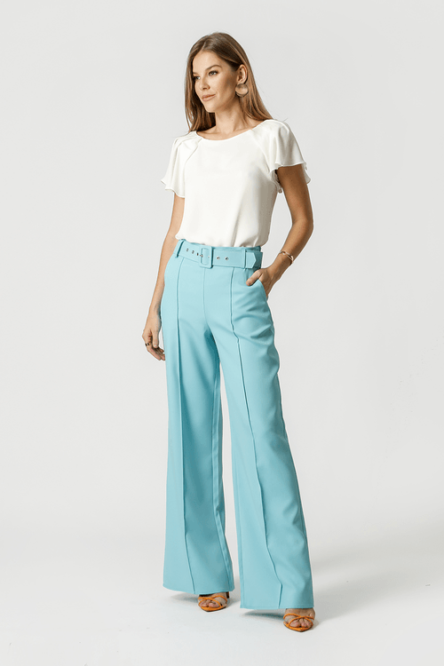 Blusa Com Detalhe De Pregas No Ombro - Off White