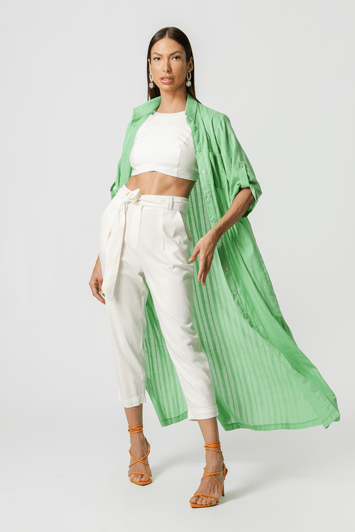 Chemise Com Faixa Na Cintura - Verde