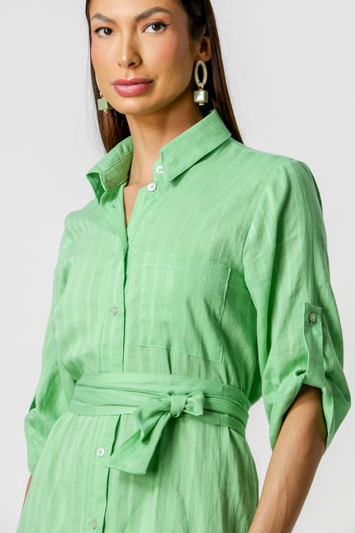 Chemise Com Faixa Na Cintura - Verde