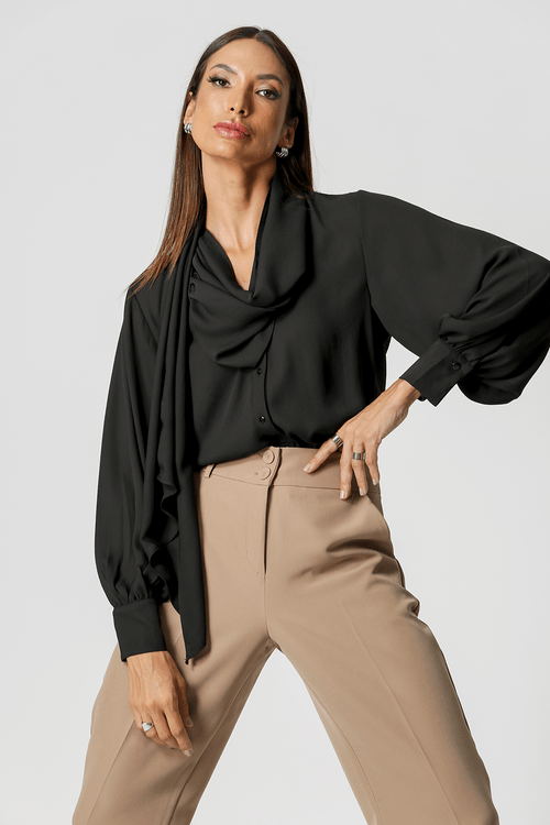 Camisa Com Lenço - Preto