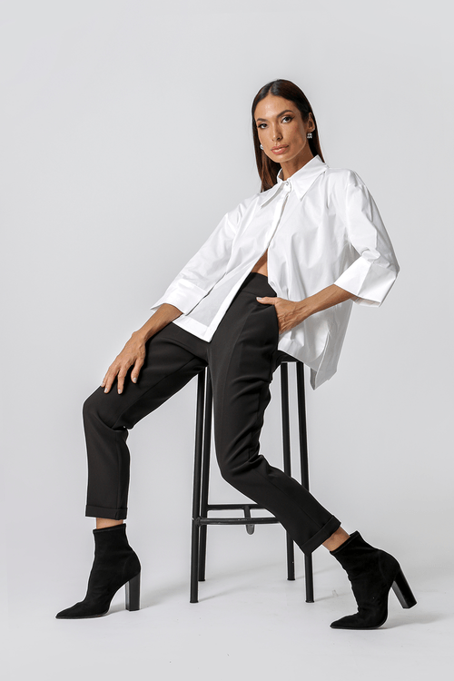 Calça Cenoura De Alfaiataria - Preto