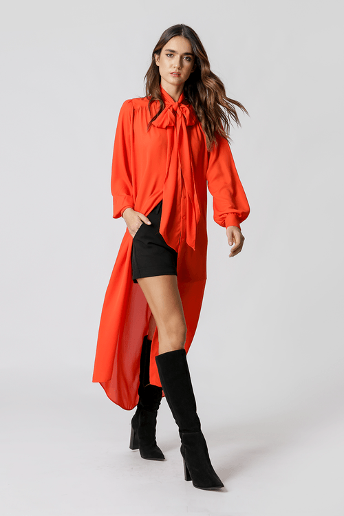 Chemise Com Lenço - Coral