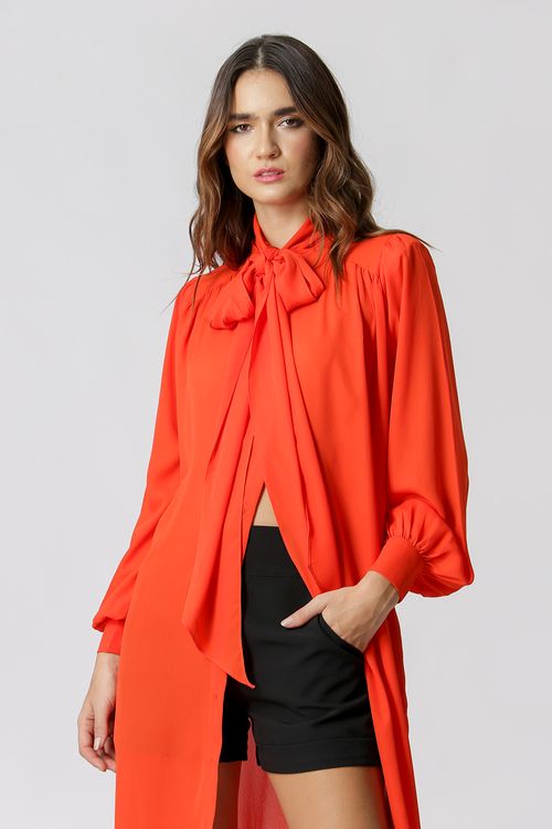 Chemise Com Lenço - Coral