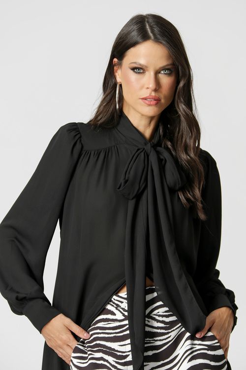 Chemise Com Lenço - Preto
