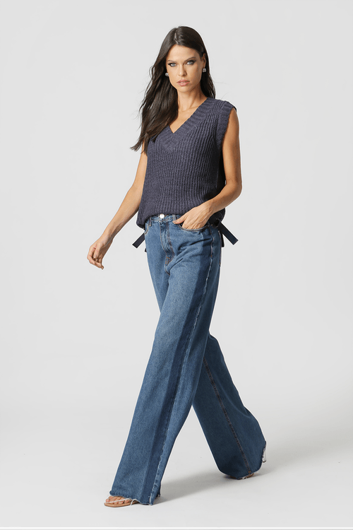 Colete Tricot Com Fivela - Marinho