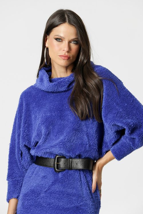 Vestido Com Manga Morcego - Azul Klein