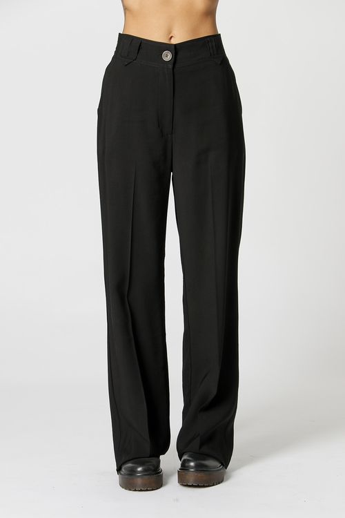 Calça Com Elástico No Cós - Preto