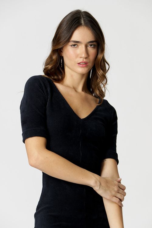 Vestido Com Decote V - Marinho 4