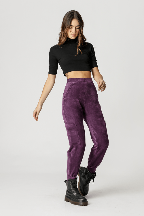 Calça Com Bolso Utilitaria - Roxo Escuro