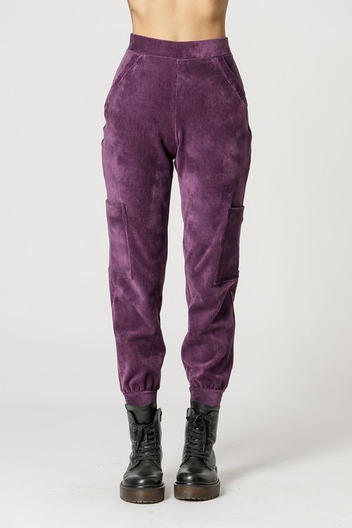 Calça Com Bolso Utilitaria - Roxo Escuro