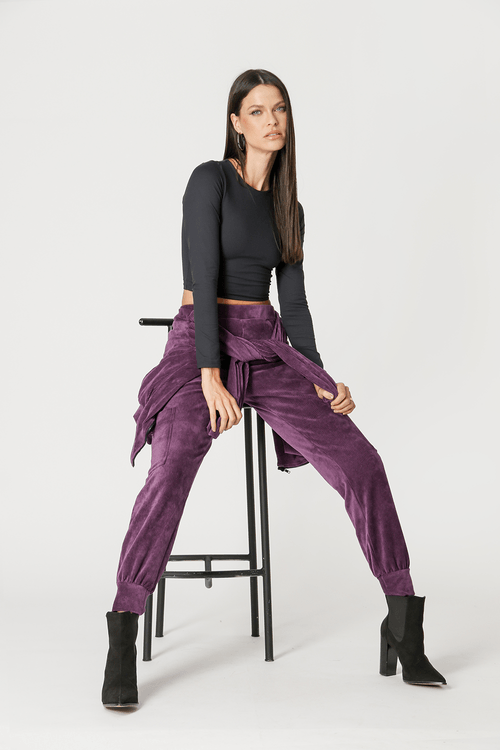 Blusa Cropped Manga Longa - Preto