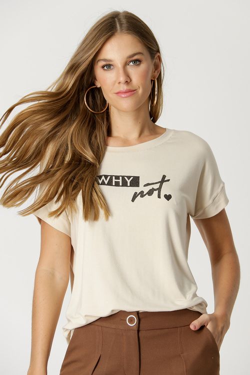 T-Shirt Why Not - Bege