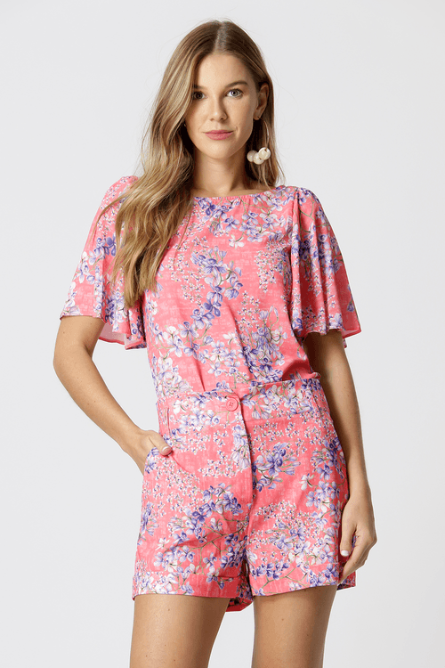 Blusa Manga Ampla Decote Canoa - Flor 1189