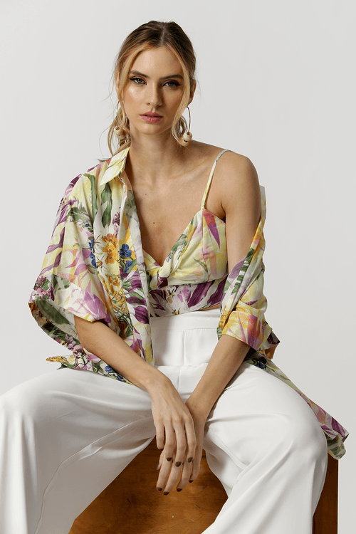 Blusa Cropped Nó Estampado - Sol 1203