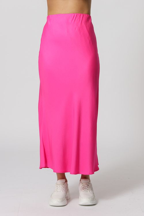 Saia De Cetim Slim Midi - Pink 1